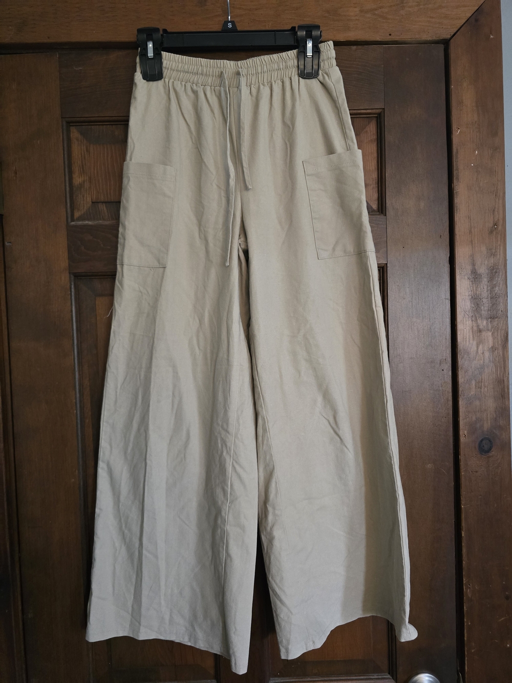 O Princess Polly Linen Blend Womens Wide-Leg Drawstring Chinos in Beige Size 2